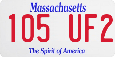 MA license plate 105UF2