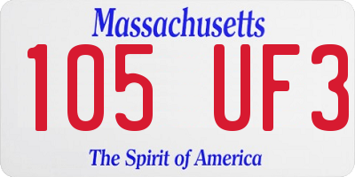 MA license plate 105UF3