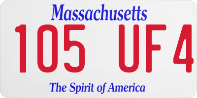 MA license plate 105UF4