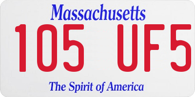 MA license plate 105UF5