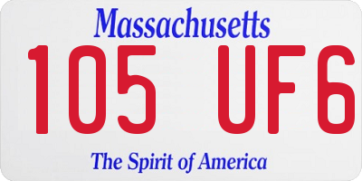 MA license plate 105UF6
