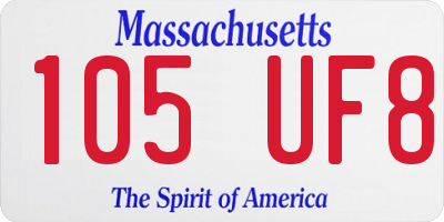 MA license plate 105UF8