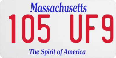 MA license plate 105UF9