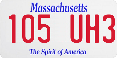 MA license plate 105UH3