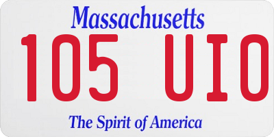 MA license plate 105UI0