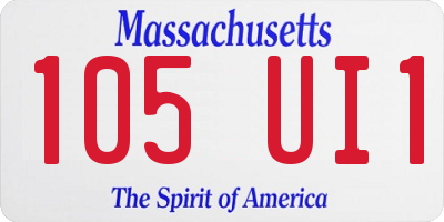 MA license plate 105UI1