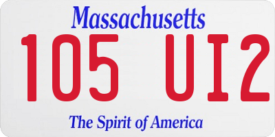 MA license plate 105UI2