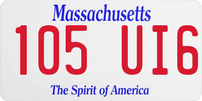 MA license plate 105UI6