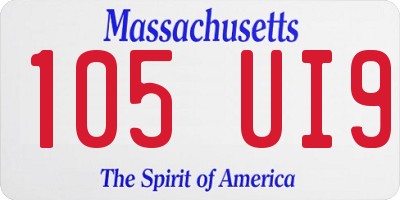 MA license plate 105UI9