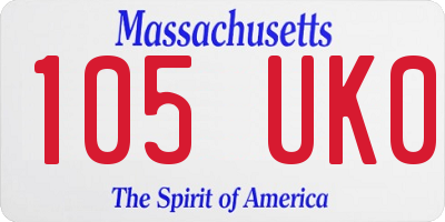 MA license plate 105UK0
