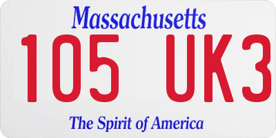 MA license plate 105UK3