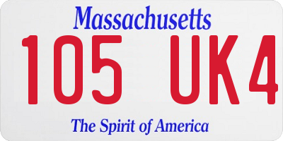 MA license plate 105UK4