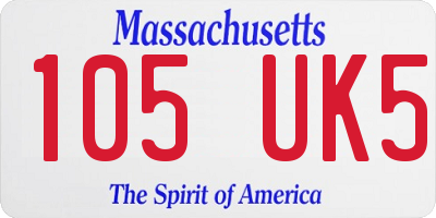 MA license plate 105UK5