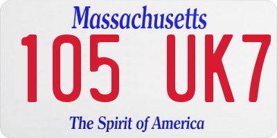 MA license plate 105UK7