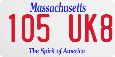 MA license plate 105UK8