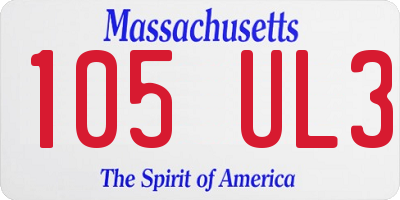 MA license plate 105UL3