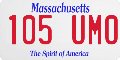 MA license plate 105UM0