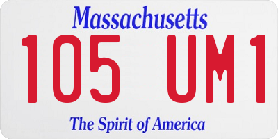 MA license plate 105UM1