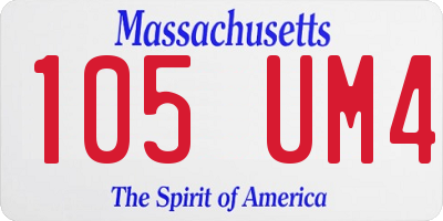 MA license plate 105UM4