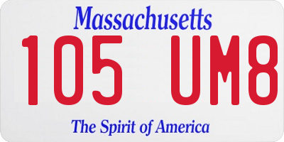 MA license plate 105UM8