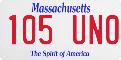 MA license plate 105UN0