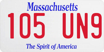MA license plate 105UN9