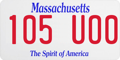 MA license plate 105UO0