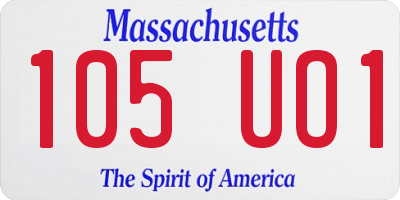 MA license plate 105UO1