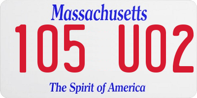 MA license plate 105UO2