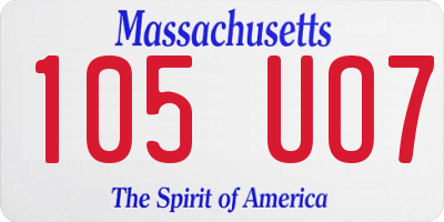 MA license plate 105UO7