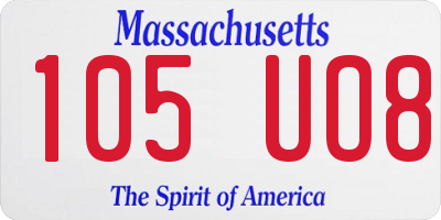 MA license plate 105UO8