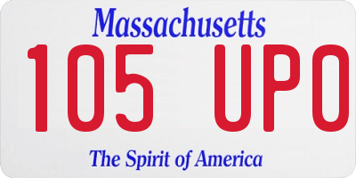 MA license plate 105UP0
