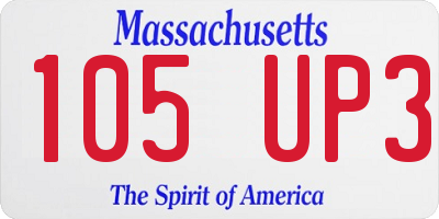 MA license plate 105UP3