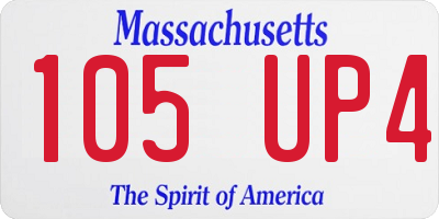 MA license plate 105UP4