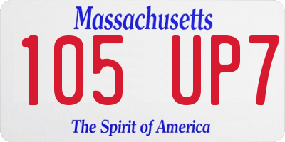 MA license plate 105UP7
