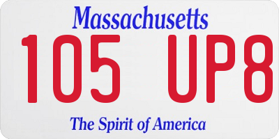 MA license plate 105UP8