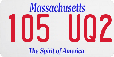 MA license plate 105UQ2