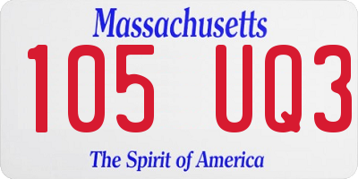 MA license plate 105UQ3