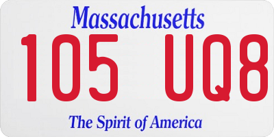 MA license plate 105UQ8