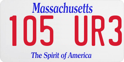 MA license plate 105UR3