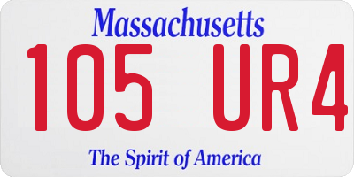 MA license plate 105UR4