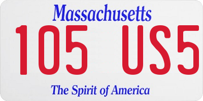 MA license plate 105US5