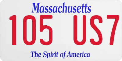 MA license plate 105US7