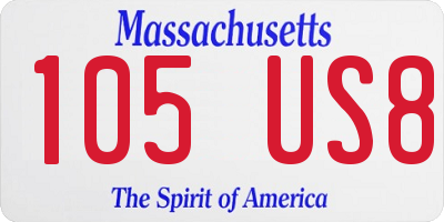MA license plate 105US8