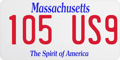 MA license plate 105US9