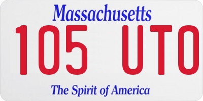 MA license plate 105UT0