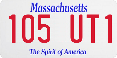MA license plate 105UT1