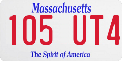 MA license plate 105UT4