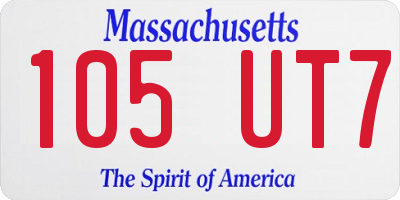 MA license plate 105UT7