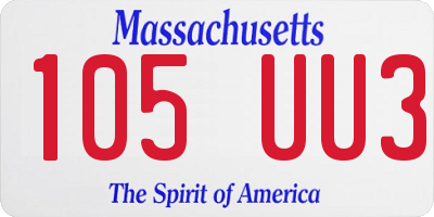 MA license plate 105UU3